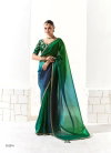 Green And Blue Colour Organza Tissue Border Saree Wholesale Shop In Surat